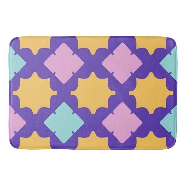 Tapete De Banheiro Padrão geométrico vibrante com cores brilhantes (Frente)