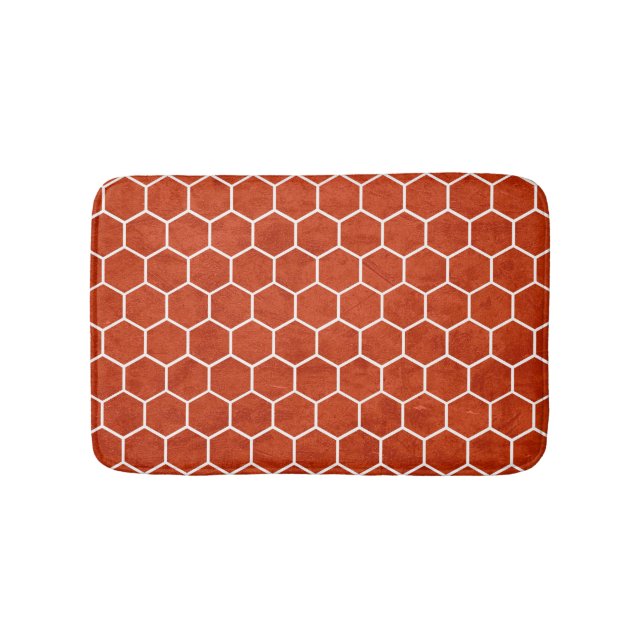Tapete De Banheiro Padrão Hexagonal Texturizado Vermelho Rústico (frente)