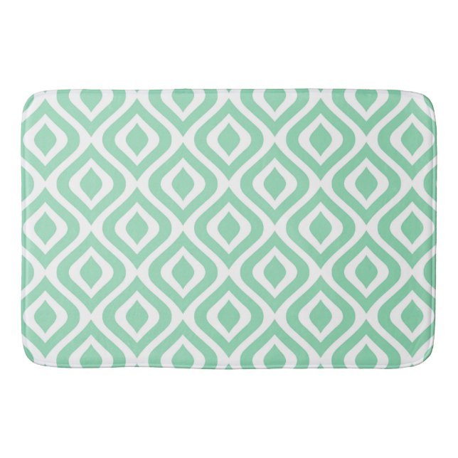 Tapete De Banheiro Padrão Ikat Diamond em Mint Green (Frente)