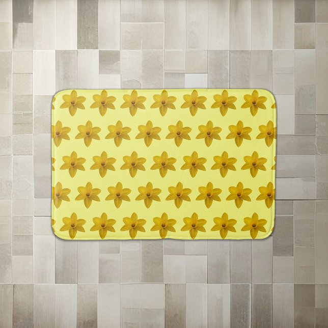 Tapete De Banheiro Padrão Invisível da Flor Amarela em (Yellow Daffodil flower seamless pattern on bath mat)