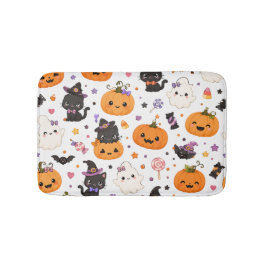 Tapete De Banheiro Padrão Kawaii de Halloween com Abóboras Fofas
