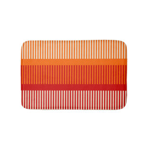 Tapete De Banheiro Padrão Listrado Laranja Amarelo Vermelho