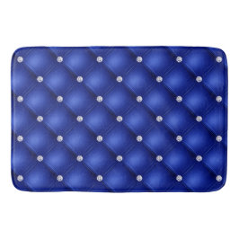 Tapete De Banheiro Padrão Luxuoso de Diamante Rebordado em Azul Real