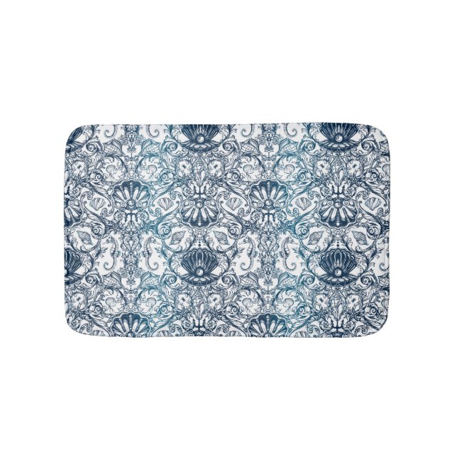 Tapete De Banheiro Padrão Marinho Vintage (frente)