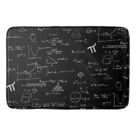 Tapete De Banheiro Padrão Matemático Branco e Preto Moderno