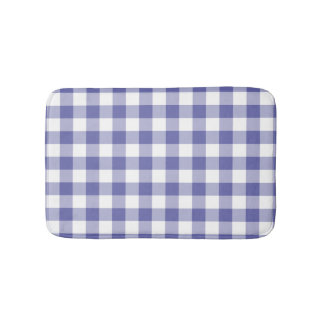 Tapete De Banheiro Padrão Moderno de Verificação de Gingham Azul Peri