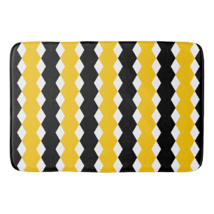 Tapete De Banheiro Padrão Moderno Funky Geométrico Preto e Amarelo