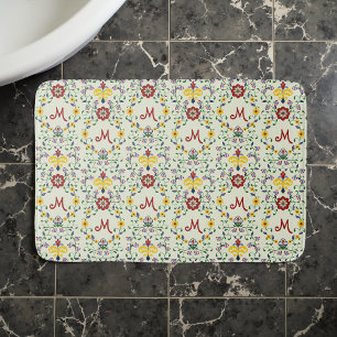 Tapete De Banheiro Padrão nórdico do Monograma Rosemaling escandinavo