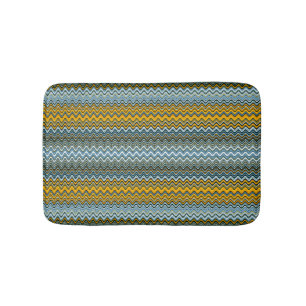 Tapete De Banheiro Padrão Ondulado Amarelo e Azul Único