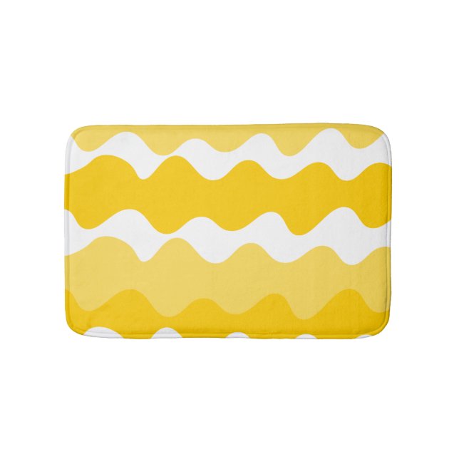 Tapete De Banheiro Padrão ondulado horizontal amarelo e branco (frente)