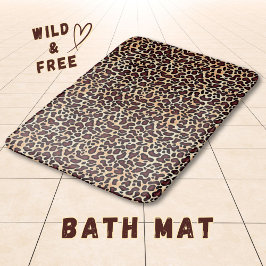 Tapete De Banheiro Padrão Ousado de Estampa de Leopardo Marrom Preto