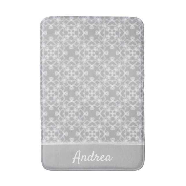 Tapete De Banheiro Padrão personalizado branco e cinza (Frente Vertical)