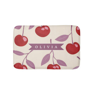 Tapete De Banheiro Padrão Personalizado de Cereja Doce Fofo Retro Fem