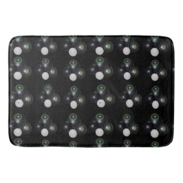 Tapete De Banheiro Padrão Preto E Branco De Bolinhos.