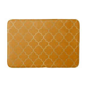Tapete De Banheiro Padrão Quatrefoil Amarelo Cúrcuma & Ouro