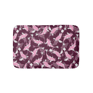 Tapete De Banheiro Padrão rosa e roxo - Peixe Koi