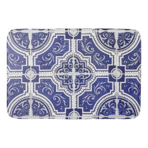 Tapete De Banheiro Padrão Rustic Vintage - Azulejos Portugueses - Azu