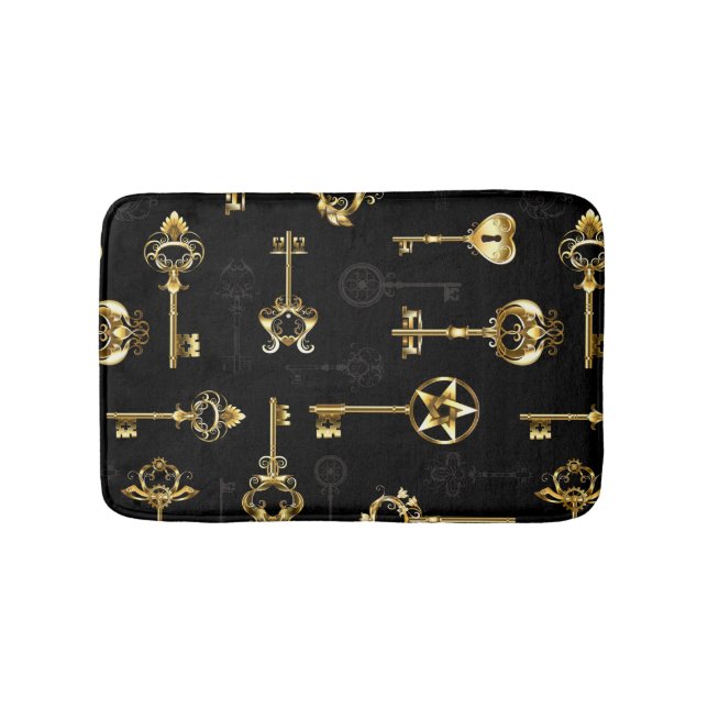 Tapete De Banheiro Padrão sem falhas com chaves de Ouro (frente)