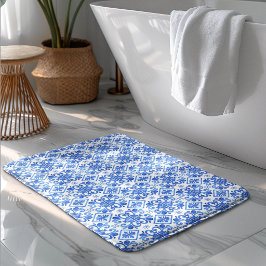 Tapete De Banheiro Padrão Toile Francês Azul