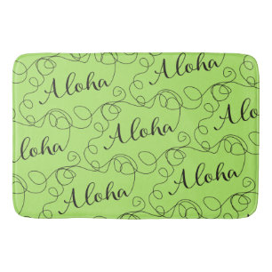 Tapete De Banheiro Padrão uniforme em preto ALOHA com LINHAS