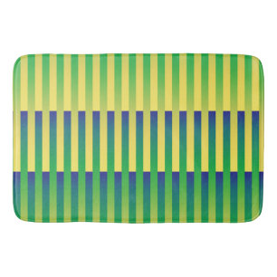 Tapete De Banheiro Padrão Verde Amarelo Azul Striped