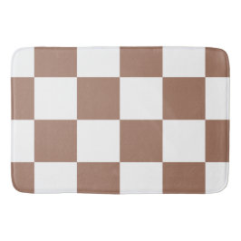 Tapete De Banheiro Padrão verificado em branco e Mocha Mousse