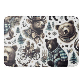 Tapete De Banheiro Padrão Vintage Winter Animal