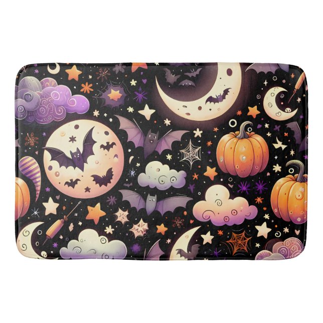 Tapete De Banheiro Padrão Whimsical Halloween Night Sky (Frente)