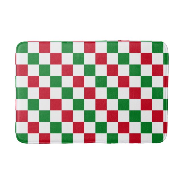 Tapete De Banheiro Padrão Xadrez Clássico de Natal (Frente)