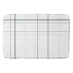 Tapete De Banheiro Padrão Xadrez Limpo Minimalista Preto e Branco Mod