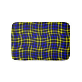 Tapete De Banheiro Padrão Xadrez Quadriculado Azul Amarelo Sem Costur