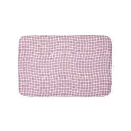 Tapete De Banheiro Padrão Xadrez Quadriculado Rosa e Branco Sem Costu