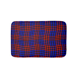 Tapete De Banheiro Padrão Xadrez Quadriculado Vermelho Azul Sem Costu