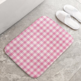 Tapete De Banheiro Padrão Xadrez Rosa Bebê