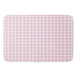 Tapete De Banheiro Padrão Xadrez Rosa e Branco Elegante