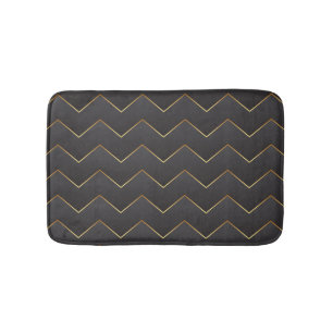 Tapete De Banheiro Padrão Zig Zag Chevron Dourado