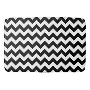 Tapete De Banheiro Padrão Zigzag preto e branco, padrão Chevron
