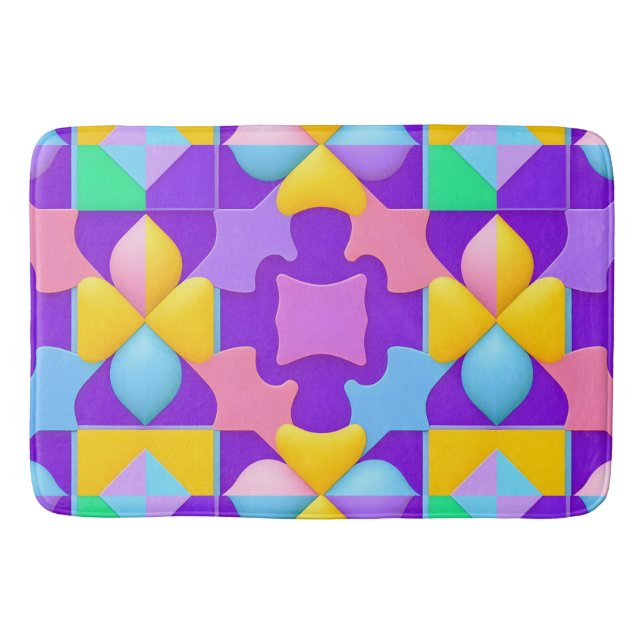 Tapete De Banheiro Padrões Abstrato geométricos coloridos (Frente)