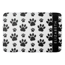 Padrões de pata, patas de cão, preto e branco, seu