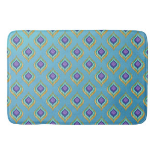 Tapete De Banheiro Padrões de pena de peacock IKAT Plano de fundo de