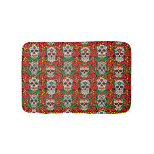Tapete De Banheiro Padrões de Skulls Florais