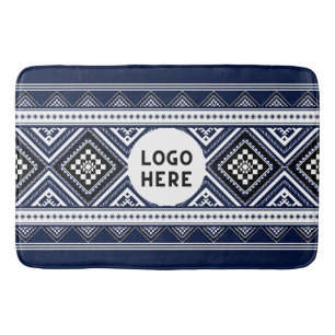 Tapete De Banheiro Padrões étnicos Abstrato preto com logotipo