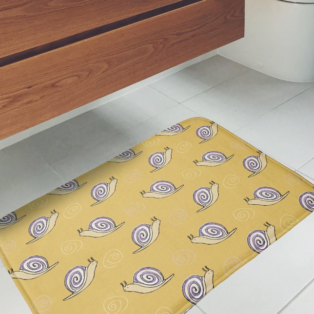 Tapete De Banheiro Padrões para unhas e espirros ilustrados (Snail Pattern Bath Mat)