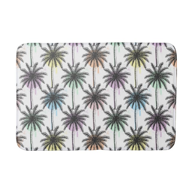 Tapete De Banheiro Paint Drop Palm Tree Patterno (Frente)