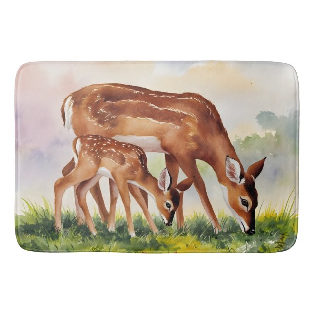 Tapete De Banheiro Painted Deer Mom and Baby (Frente)