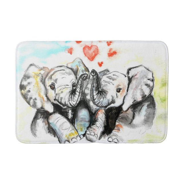Tapete De Banheiro Painting Bath Mat Elephant Family (Frente)