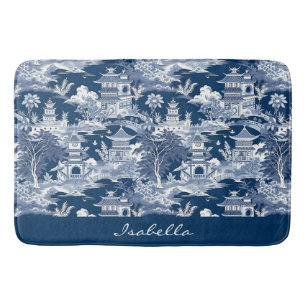 Tapete De Banheiro Paisagem Asiática Chinoiserie Paisagem Azul Branco
