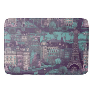 Tapete De Banheiro Paisagem de Paris na design de aqua vintage