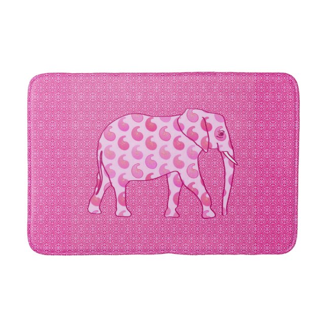 Tapete De Banheiro Paisley Elephant, Ice Pink e Fuchsia (Frente)