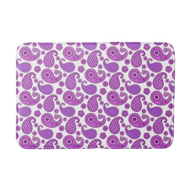 Tapete De Banheiro Paisley, violeta, roxo e branco (Frente)